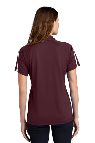 Sport-Tek Ladies PosiCharge Micro-Mesh Colorblock Polo (Maroon/ White)