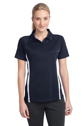 Sport-Tek Ladies PosiCharge Micro-Mesh Colorblock Polo (True Navy/ White)