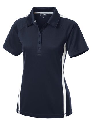 Sport-Tek Ladies PosiCharge Micro-Mesh Colorblock Polo (True Navy/ White)