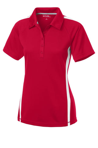 Sport-Tek Ladies PosiCharge Micro-Mesh Colorblock Polo (True Red/ White)