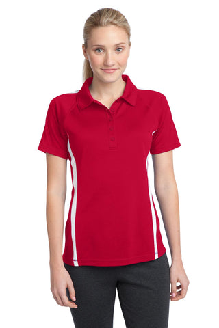 Sport-Tek Ladies PosiCharge Micro-Mesh Colorblock Polo (True Red/ White)