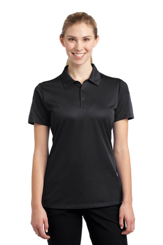 Sport-Tek Ladies PosiCharge Active Textured Colorblock Polo (Black/ Grey)