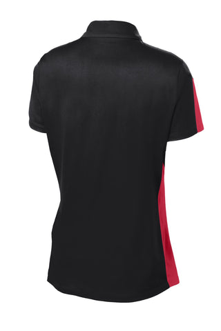 Sport-Tek Ladies PosiCharge Active Textured Colorblock Polo (Black/ True Red)