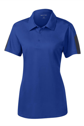 Sport-Tek Ladies PosiCharge Active Textured Colorblock Polo (True Royal/ Grey)