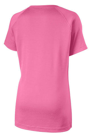 Sport-Tek Ladies Ultimate Performance V-Neck (Bright Pink)