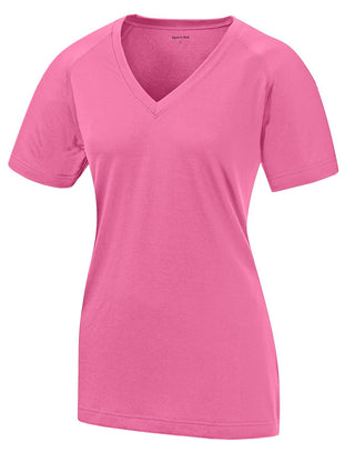 Sport-Tek Ladies Ultimate Performance V-Neck (Bright Pink)