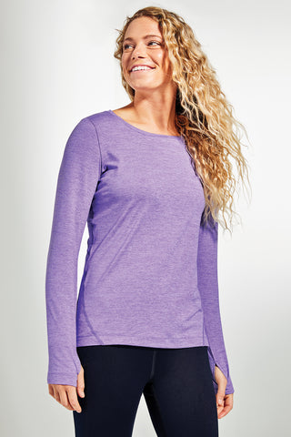 Sport-Tek Ladies Exchange 1.5 Long Sleeve Crew (True Royal Heather)