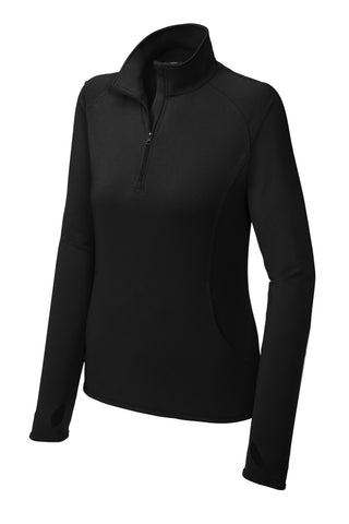 Sport-Tek Ladies Sport-Wick Stretch 1/4-Zip Pullover (Black)