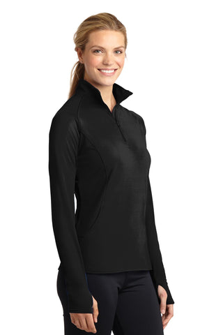 Sport-Tek Ladies Sport-Wick Stretch 1/4-Zip Pullover (Black)