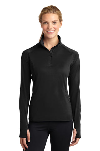 Sport-Tek Ladies Sport-Wick Stretch 1/4-Zip Pullover (Black)