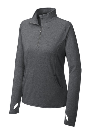 Sport-Tek Ladies Sport-Wick Stretch 1/4-Zip Pullover (Charcoal Grey Heather)