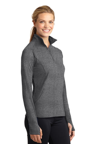 Sport-Tek Ladies Sport-Wick Stretch 1/4-Zip Pullover (Charcoal Grey Heather)