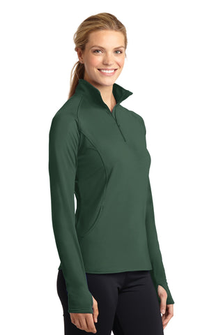 Sport-Tek Ladies Sport-Wick Stretch 1/4-Zip Pullover (Forest Green)