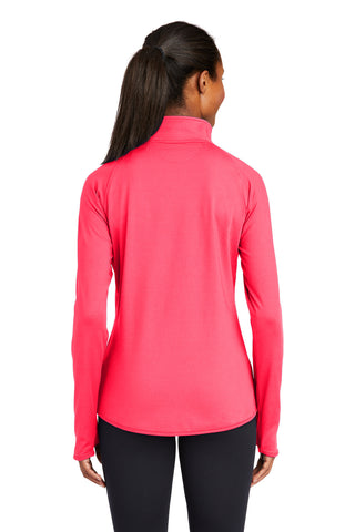 Sport-Tek Ladies Sport-Wick Stretch 1/4-Zip Pullover (Hot Coral)