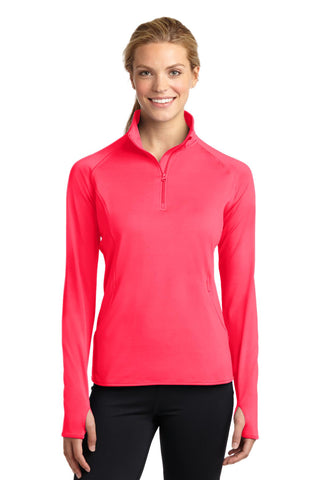 Sport-Tek Ladies Sport-Wick Stretch 1/4-Zip Pullover (Hot Coral)