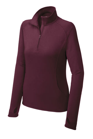 Sport-Tek Ladies Sport-Wick Stretch 1/4-Zip Pullover (Maroon)