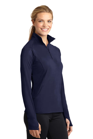 Sport-Tek Ladies Sport-Wick Stretch 1/4-Zip Pullover (True Navy)