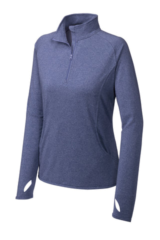 Sport-Tek Ladies Sport-Wick Stretch 1/4-Zip Pullover (True Navy Heather)