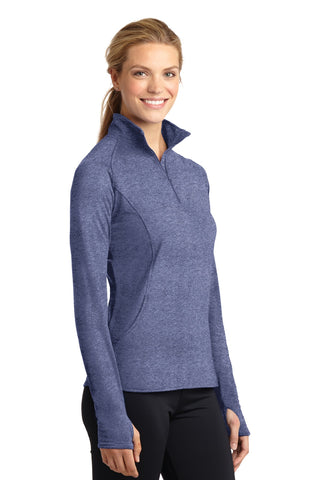 Sport-Tek Ladies Sport-Wick Stretch 1/4-Zip Pullover (True Navy Heather)