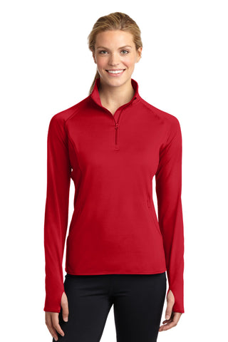 Sport-Tek Ladies Sport-Wick Stretch 1/4-Zip Pullover (True Red)