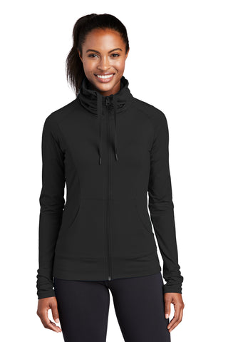 Sport-Tek Ladies Sport-Wick Stretch Full-Zip Jacket (Black)