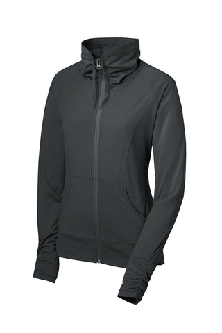 Sport-Tek Ladies Sport-Wick Stretch Full-Zip Jacket (Charcoal Grey)