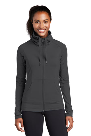 Sport-Tek Ladies Sport-Wick Stretch Full-Zip Jacket (Charcoal Grey)