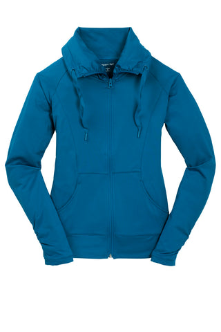 Sport-Tek Ladies Sport-Wick Stretch Full-Zip Jacket (Peacock Blue)