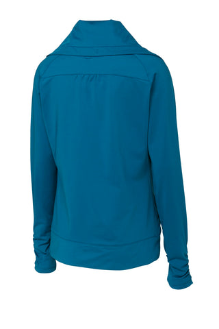 Sport-Tek Ladies Sport-Wick Stretch Full-Zip Jacket (Peacock Blue)