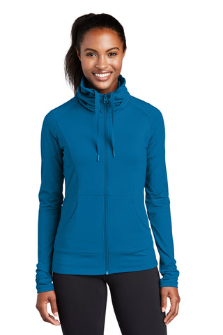 Sport-Tek Ladies Sport-Wick Stretch Full-Zip Jacket (Peacock Blue)