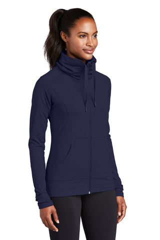 Sport-Tek Ladies Sport-Wick Stretch Full-Zip Jacket (True Navy)