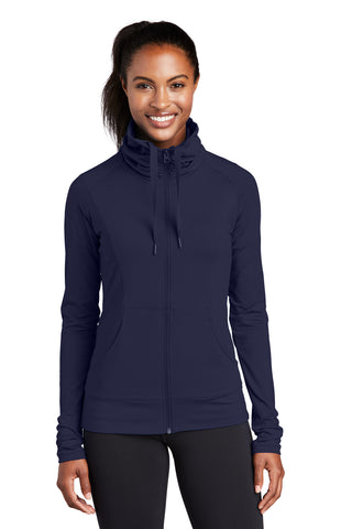 Sport-Tek Ladies Sport-Wick Stretch Full-Zip Jacket (True Navy)