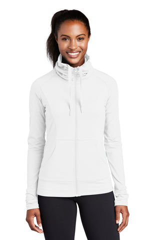 Sport-Tek Ladies Sport-Wick Stretch Full-Zip Jacket (White)