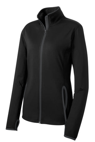 Sport-Tek Ladies Sport-Wick Stretch Contrast Full-Zip Jacket (Black/ Charcoal Grey)