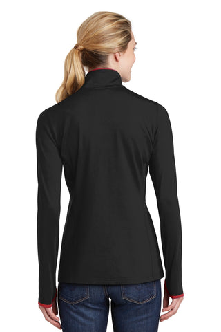 Sport-Tek Ladies Sport-Wick Stretch Contrast Full-Zip Jacket (Black/ True Red)