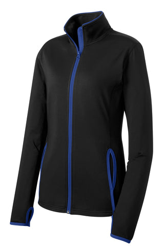 Sport-Tek Ladies Sport-Wick Stretch Contrast Full-Zip Jacket (Black/ True Royal)