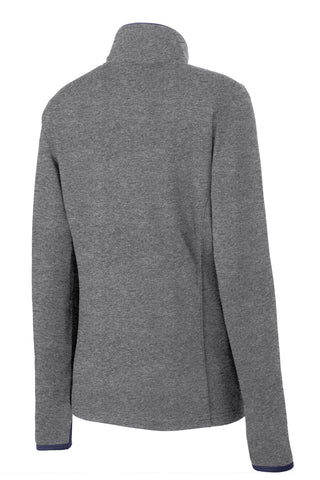 Sport-Tek Ladies Sport-Wick Stretch Contrast Full-Zip Jacket (Charcoal Grey Heather/ True Navy)