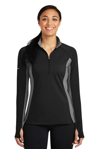 Sport-Tek Ladies Sport-Wick Stretch Contrast 1/4-Zip Pullover (Black/ Charcoal Grey Heather)