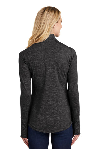 Sport-Tek Ladies Sport-Wick Stretch Reflective Heather 1/2-Zip Pullover (Black)