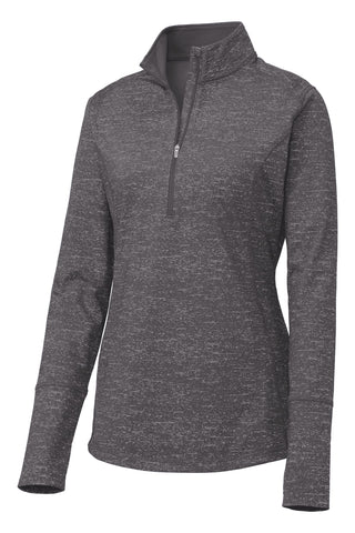 Sport-Tek Ladies Sport-Wick Stretch Reflective Heather 1/2-Zip Pullover (Charcoal Grey)