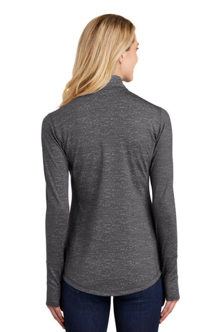 Sport-Tek Ladies Sport-Wick Stretch Reflective Heather 1/2-Zip Pullover (Charcoal Grey)
