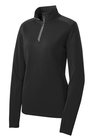 Sport-Tek Ladies Sport-Wick Textured 1/4-Zip Pullover (Black)