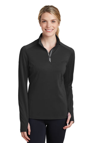 Sport-Tek Ladies Sport-Wick Textured 1/4-Zip Pullover (Black)