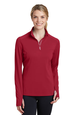 Sport-Tek Ladies Sport-Wick Textured 1/4-Zip Pullover (Deep Red)