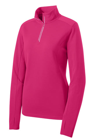 Sport-Tek Ladies Sport-Wick Textured 1/4-Zip Pullover (Pink Raspberry)