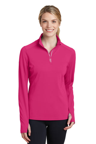Sport-Tek Ladies Sport-Wick Textured 1/4-Zip Pullover (Pink Raspberry)