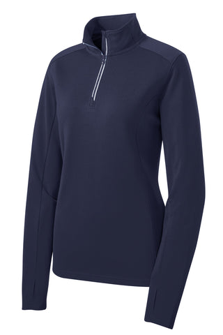 Sport-Tek Ladies Sport-Wick Textured 1/4-Zip Pullover (True Navy)
