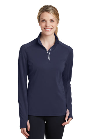 Sport-Tek Ladies Sport-Wick Textured 1/4-Zip Pullover (True Navy)