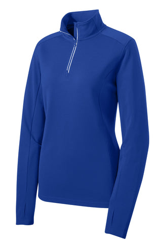 Sport-Tek Ladies Sport-Wick Textured 1/4-Zip Pullover (True Royal)