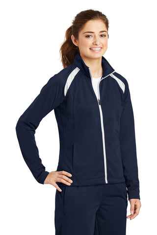 Sport-Tek Ladies Tricot Track Jacket (True Navy/ White)